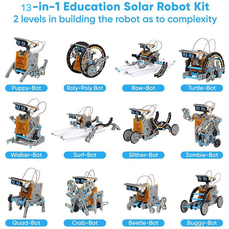 STEM 13-in-1 Education Solar Robot Toys DIY Building Science Experiment Kit Education Activities Toys Color-A big image 4