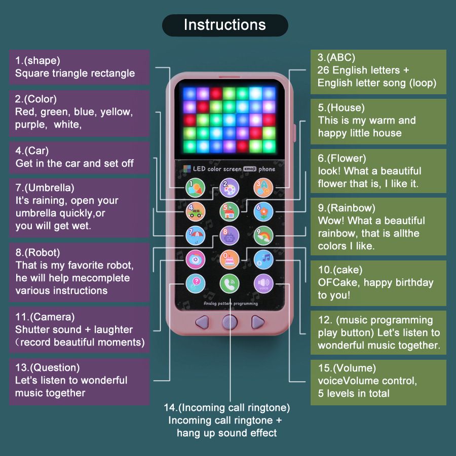 Emoji Phone Touch Screen LED Color Screen Mobile Phone Toy Early Education Machine Toddler Learning Toys Color-A big image 3