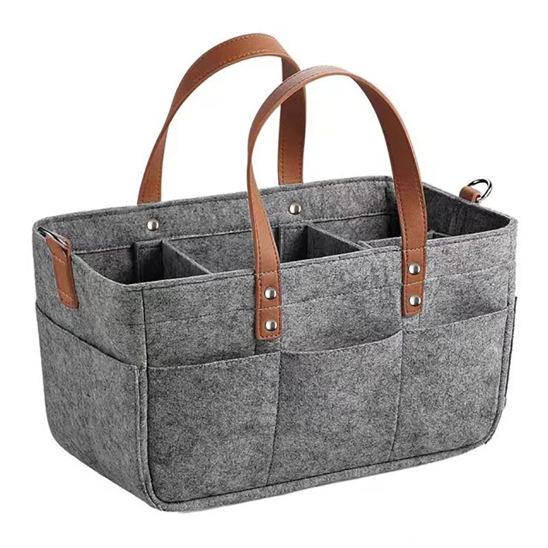 Baby Diaper Caddy Organiser Felt Portable Nursery Bin with Stroller Straps Color-A big image 1