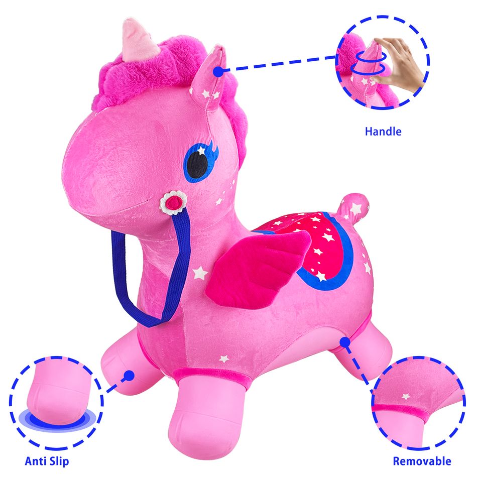Inflatable Bouncy Unicorn Kids Bouncy Hopper Ride On Toys with Pump Indoor Outdoor Activity Toys Gift Color-A big image 5