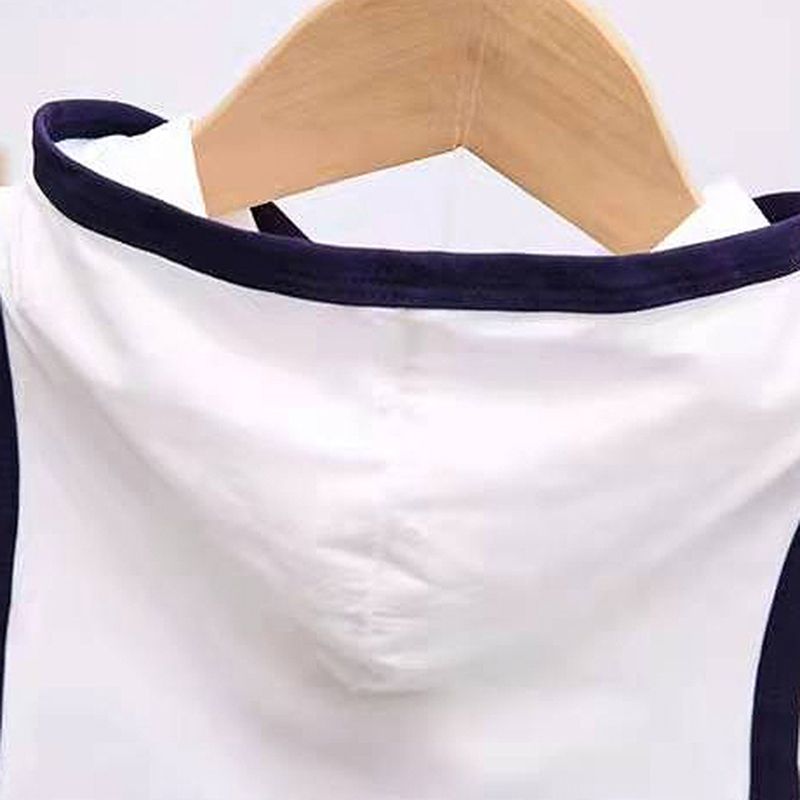 2pcs Toddler Boy Casual Letter Print Hooded Sleeveless Tee & Shorts Set White big image 7