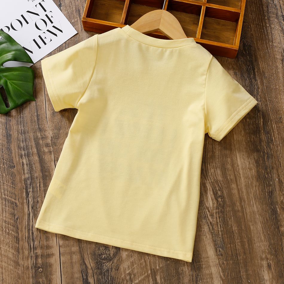 Toddler Boy Letter Print Short-sleeve Black Tee Pale Yellow