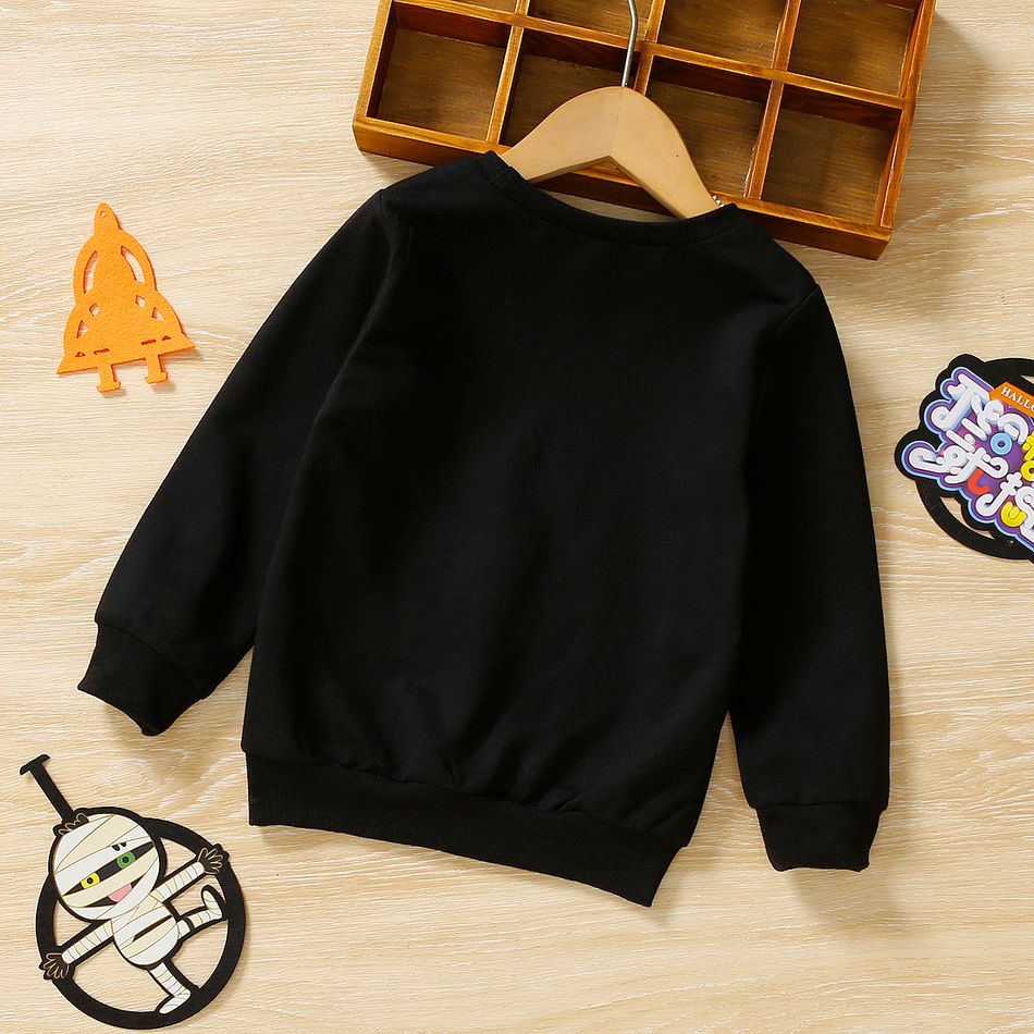 Toddler Boy/Girl Halloween Pumpkin Print Pullover Sweatshirt Black big image 3