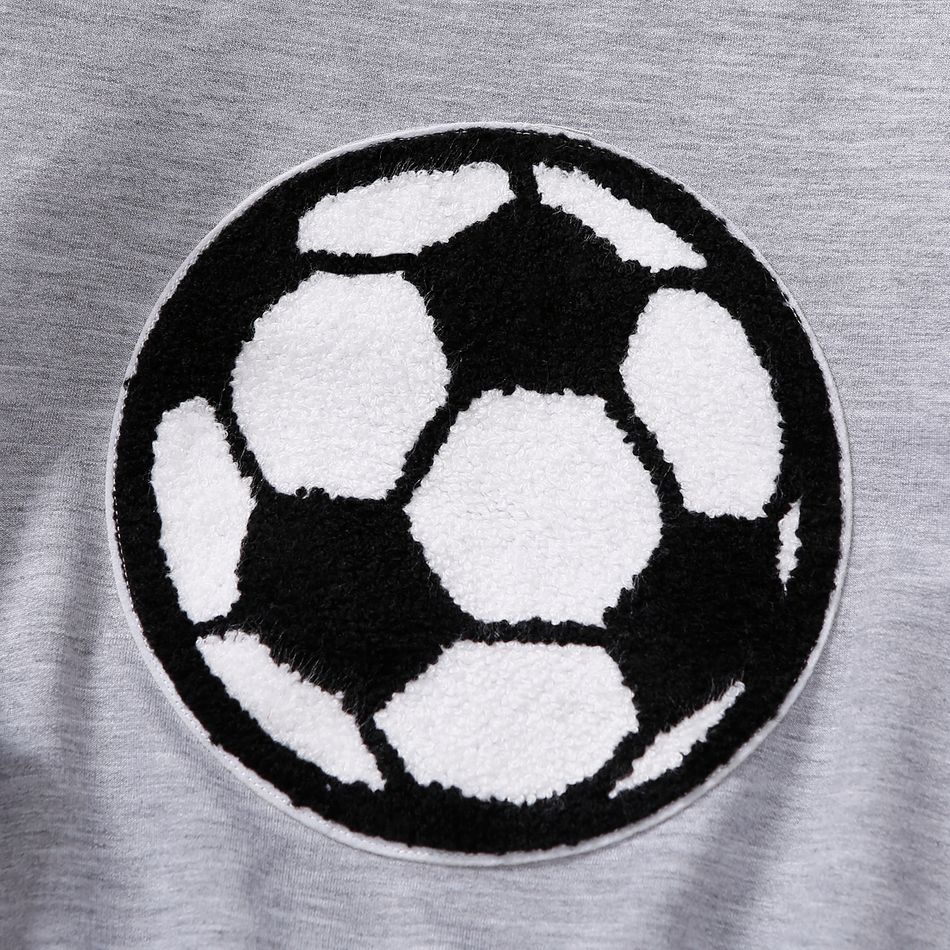 Soccer Cup Toddler Boy Playful Soccer Embroidered Pullover Sweatshirt Grey big image 4