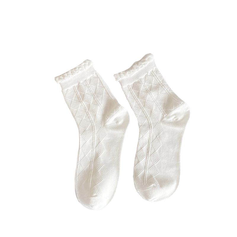 2-piece Lace White Breathable Tube Socks for Ladies Dark Blue/white big image 1