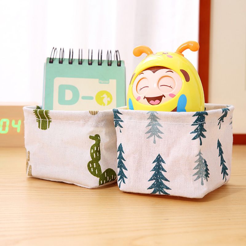Fabric Storage Baskets Small Cotton Linen Blend Storage Bins for Organizing Shelf Home Closet Clothes Toy Desktop Objects Color-A