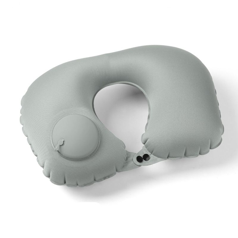 Almofada de acampamento travesseiro inflável em forma de u portátil para caminhadas ao ar livre acampamento viajando Cinzento big image 1