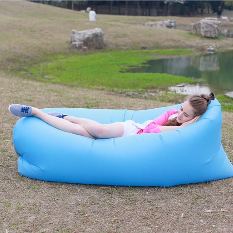 Sofá de ar espreguiçadeira inflável rede portátil à prova de vazamentos sofá ideal para camping caminhadas viagens piqueniques praia Azul big image 2