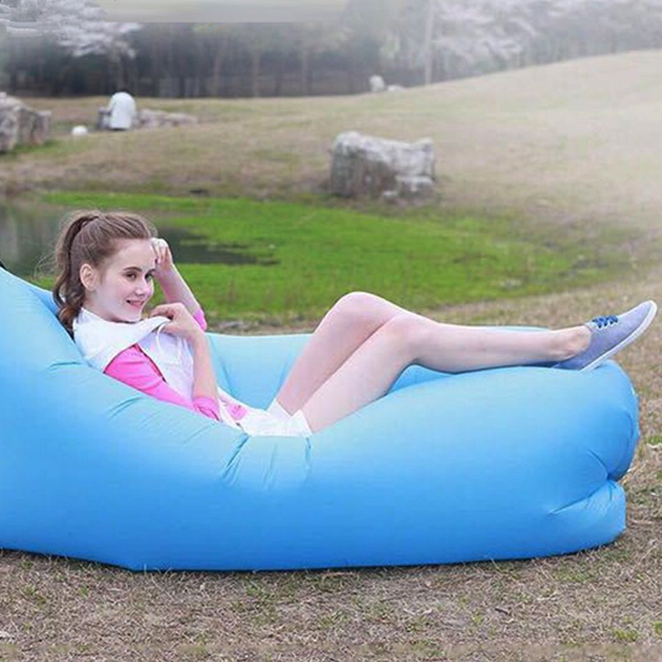 Inflatable Lounger Air Sofa Hammock Portable Leak-proof Ideal Sofa Couch for Camping Hiking Traveling Picnics Beach Blue big image 3