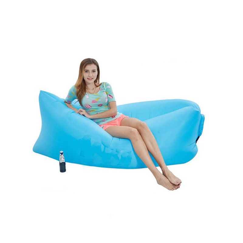 Sofá de ar espreguiçadeira inflável rede portátil à prova de vazamentos sofá ideal para camping caminhadas viagens piqueniques praia Azul big image 4