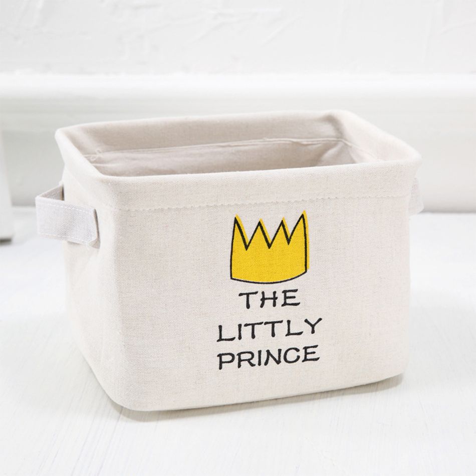 Canvas Fabric Storage Baskets with Handles Double Layer Thickened Desktop Storage Bins Clothes Toys Objects Yellow