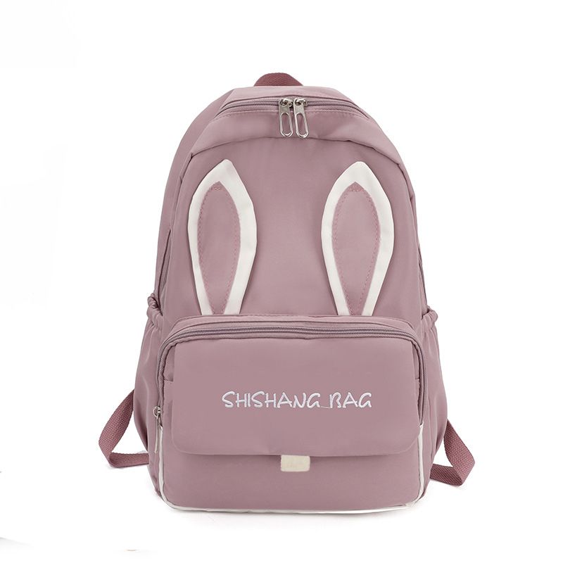 Women Backpack Cute Dual Ears Decor Laptop Backpack College Student School Bag Light Purple