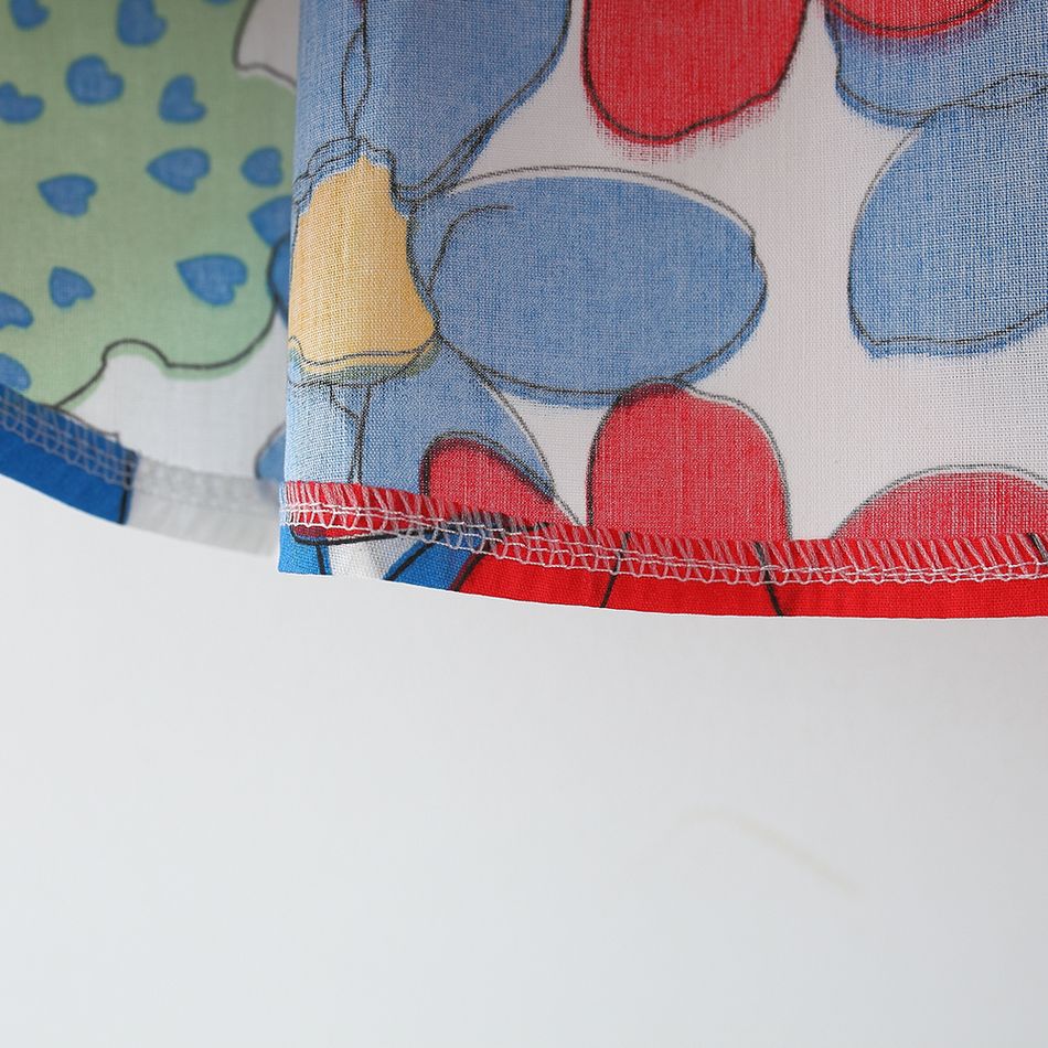 100 ٪ قطن قطعتين طفلة في جميع أنحاء فستان بدون أكمام مطبوع عليه أزهار ملونة مع مجموعة قبعة زهري big image 2