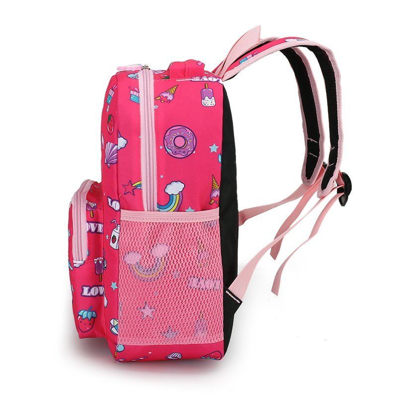 Kids Unicorn Rainbow Print Backpack Children Square School Bag Travel Bag Hot Pink big image 2
