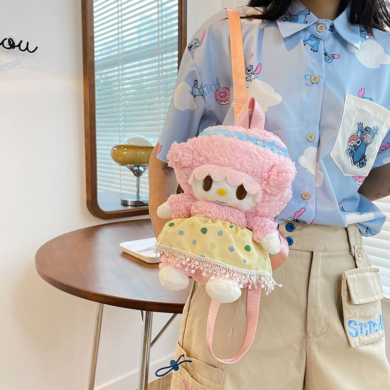 Kids Plush Doll Toy Backpack for Girls Pink big image 2