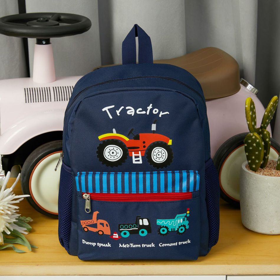 Baby Kids Cute Cartoon Print Backpack Toddler Square School Bag Travel Bag Deep Blue
