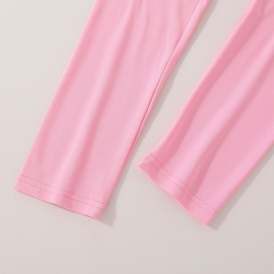 Kid Girl Star Embroidered Ruffled Mesh Design Skirt Leggings Pink big image 6