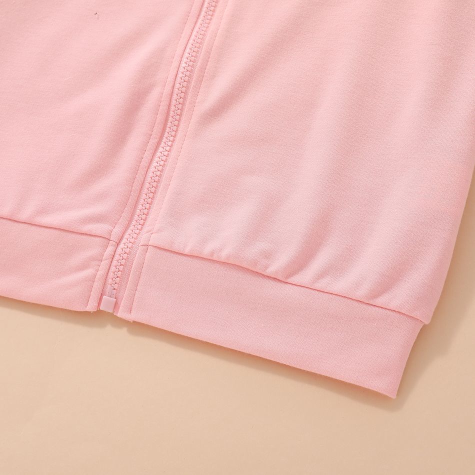 Kid Boy/Kid Girl Letter Print Colorblock Zipper Jacket Sweatshirt Pink big image 4