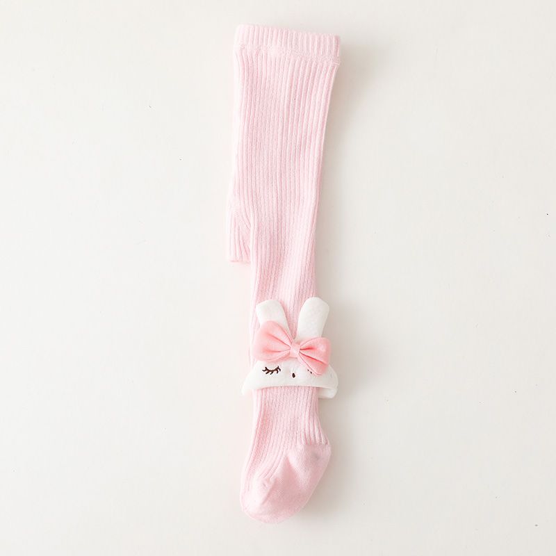 Baby / Kleinkind / Kind Cartoon Kaninchen Dekor einfarbige Strumpfhosen Strumpfhosen rosa big image 2
