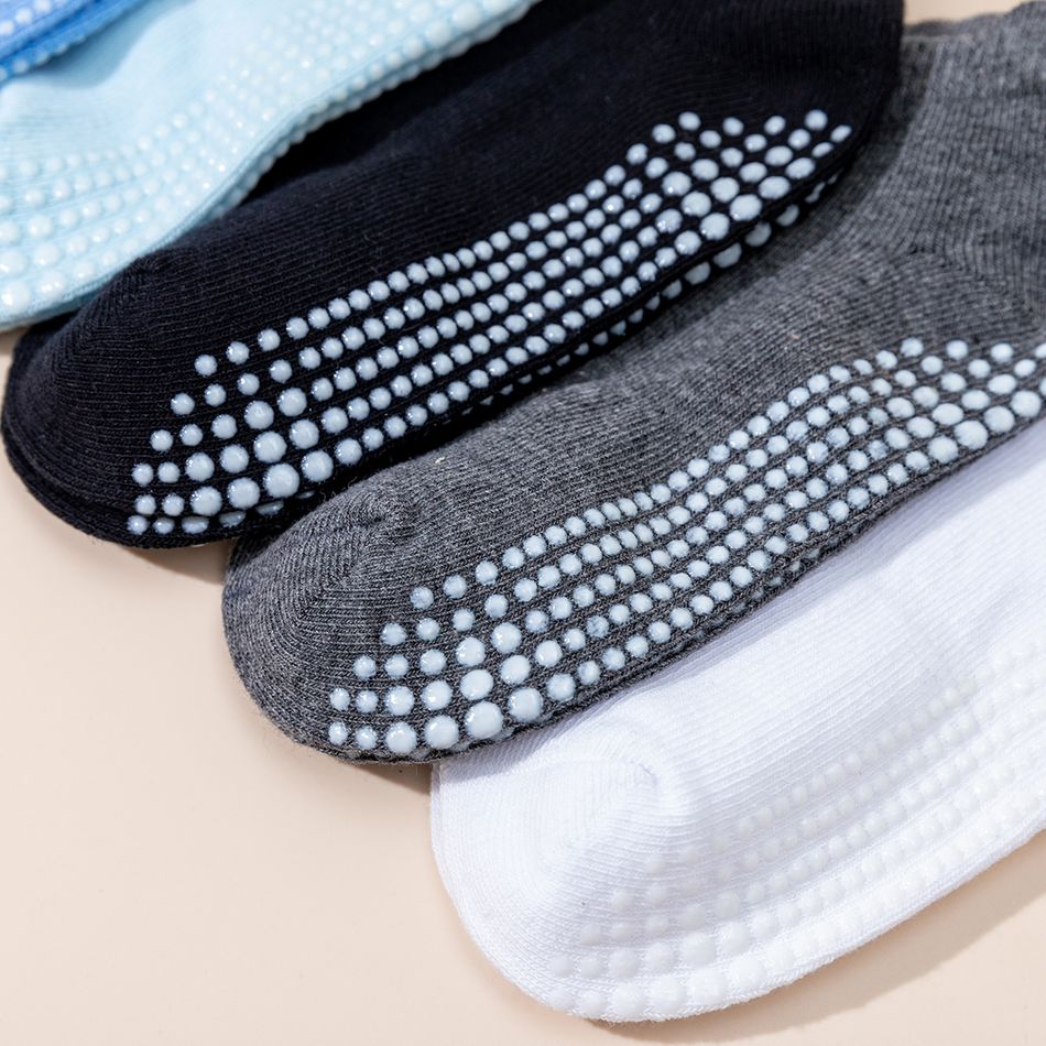 6 pares de meias antiderrapantes sólidas para bebês/crianças Multicolorido big image 3