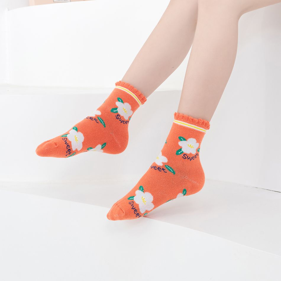 5-pairs Baby / Toddler / Kid Color Block Floral Pattern Socks Multi-color big image 5