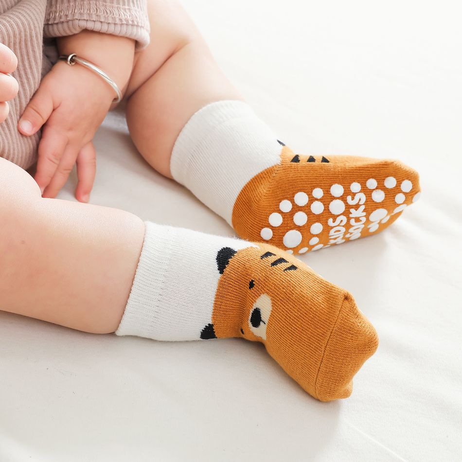 3 Pairs Baby / Toddler Cartoon Animal Pattern Non-slip Grip Socks Multi-color big image 5