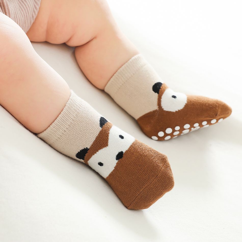 3 Pairs Baby / Toddler Cartoon Animal Pattern Non-slip Grip Socks Multi-color big image 6