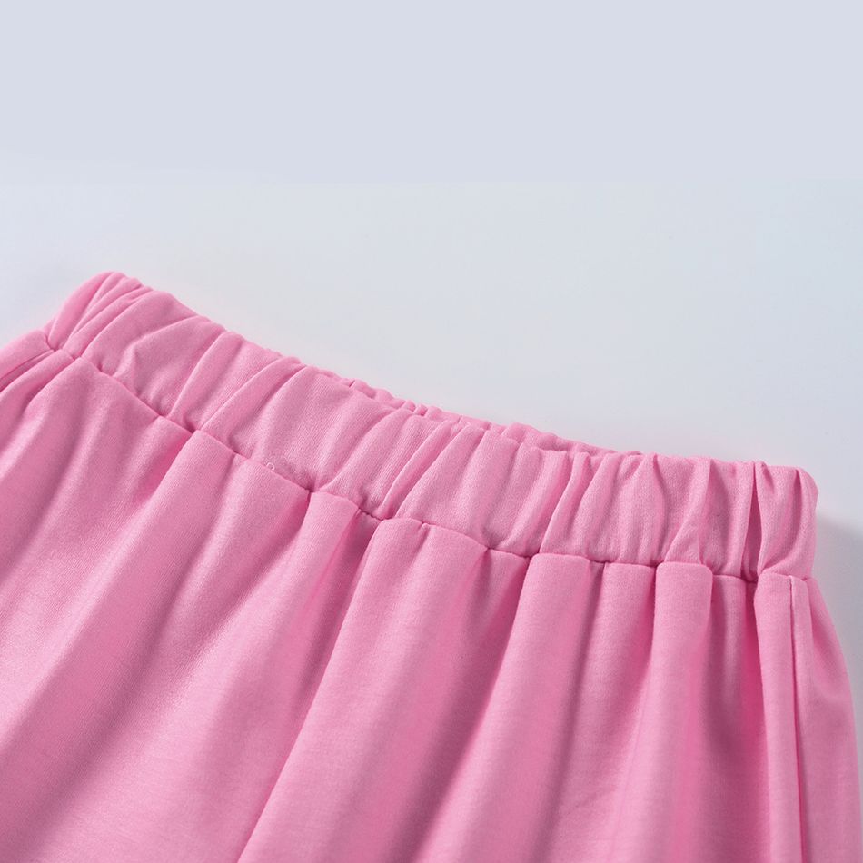 2-piece Kid Girl Rainbow Unicorn Print Zipper Hoodie Sweatshirt and Pants Set Pink big image 5