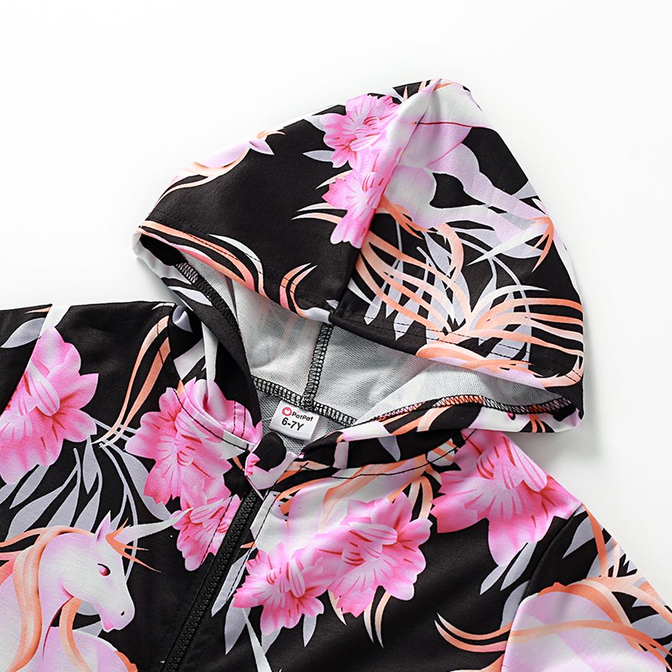 2-piece Trendy Kid Girl Animal Unicorn Floral Print Jacket Pants Casual Set Multi-color big image 2