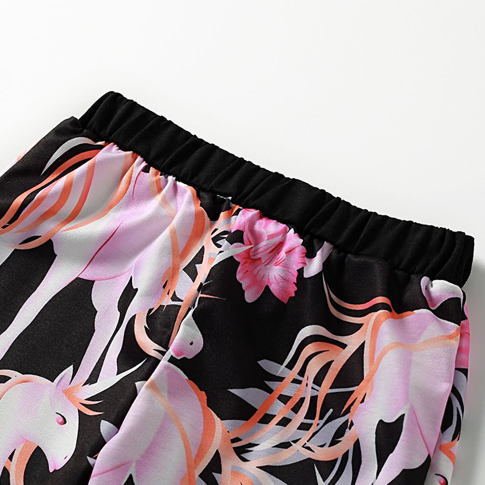 2-piece Trendy Kid Girl Animal Unicorn Floral Print Jacket Pants Casual Set Multi-color big image 5