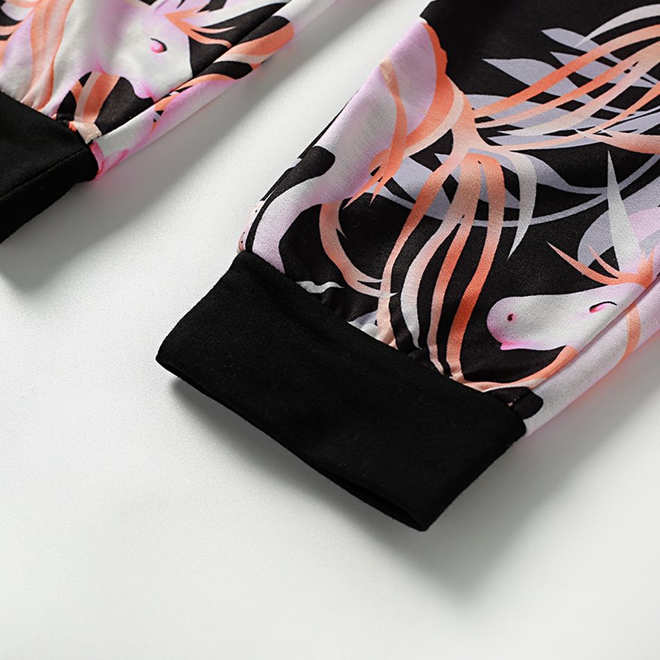 2-piece Trendy Kid Girl Animal Unicorn Floral Print Jacket Pants Casual Set Multi-color big image 6