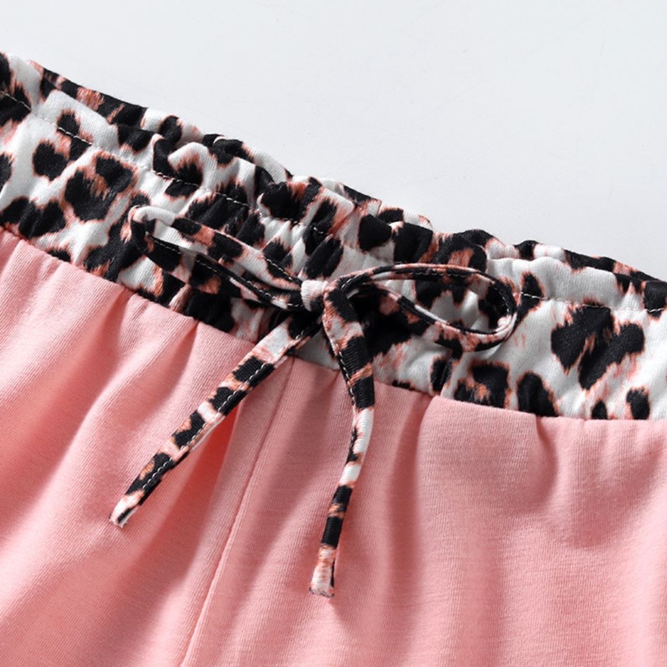 2 unidades Criança Conjuntos Menina Estampado animal Costuras de tecido Fato de manga curta e calções Rosa big image 6