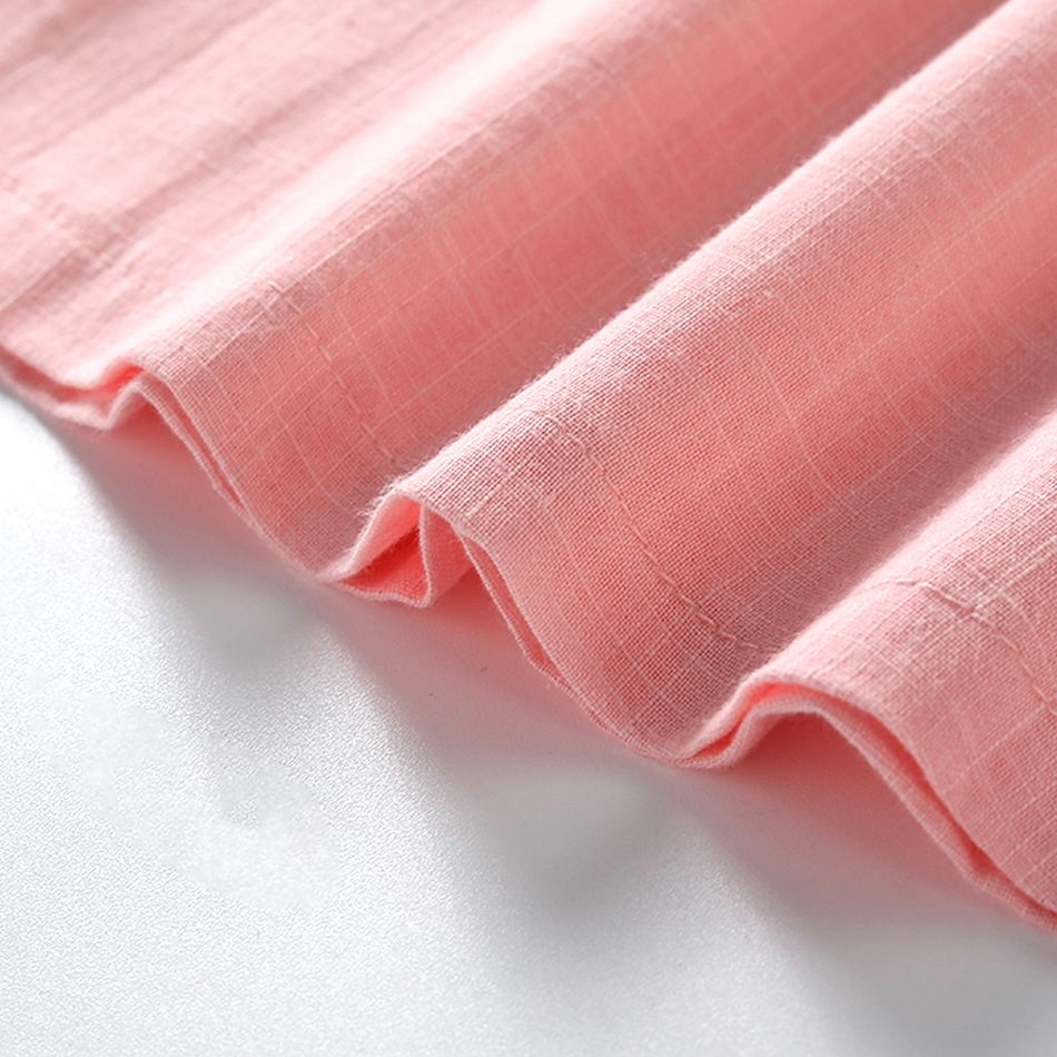 Kid Girl Floral Design Flounce Long-sleeve Blouse Light Pink big image 6