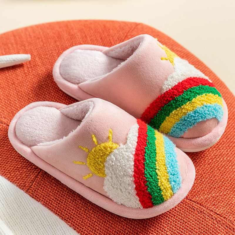 Toddler / Kid Rainbow Plush Slippers Pink