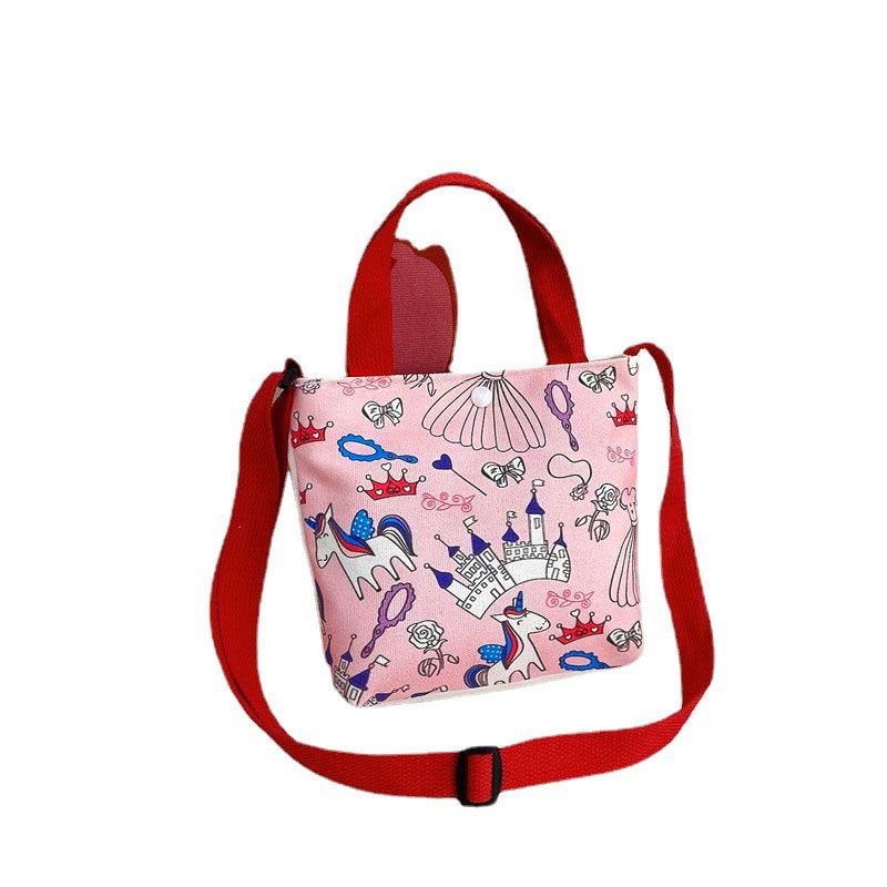 Desenhos animados infantis elefante girafa estampado bolsa mensageiro de ombro Rosa big image 4