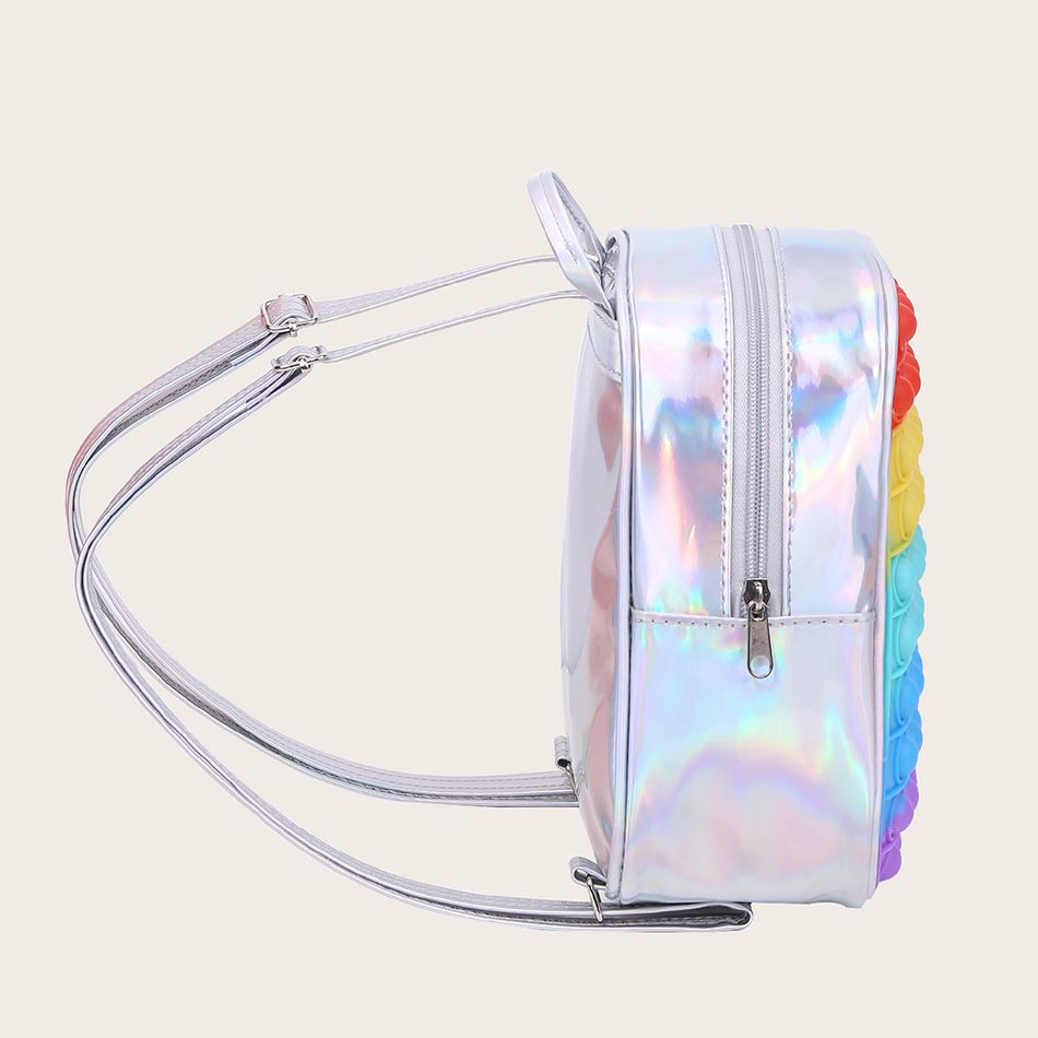 Kids Rainbow Silicone Sensory Stress Relief Toy Backpack Silver big image 2