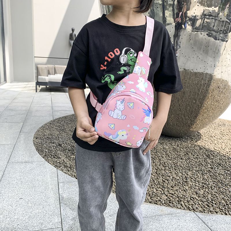 Toddler / Kid Unicorn Dinosaur Pattern Chest Bag Sling Bag Pink big image 3