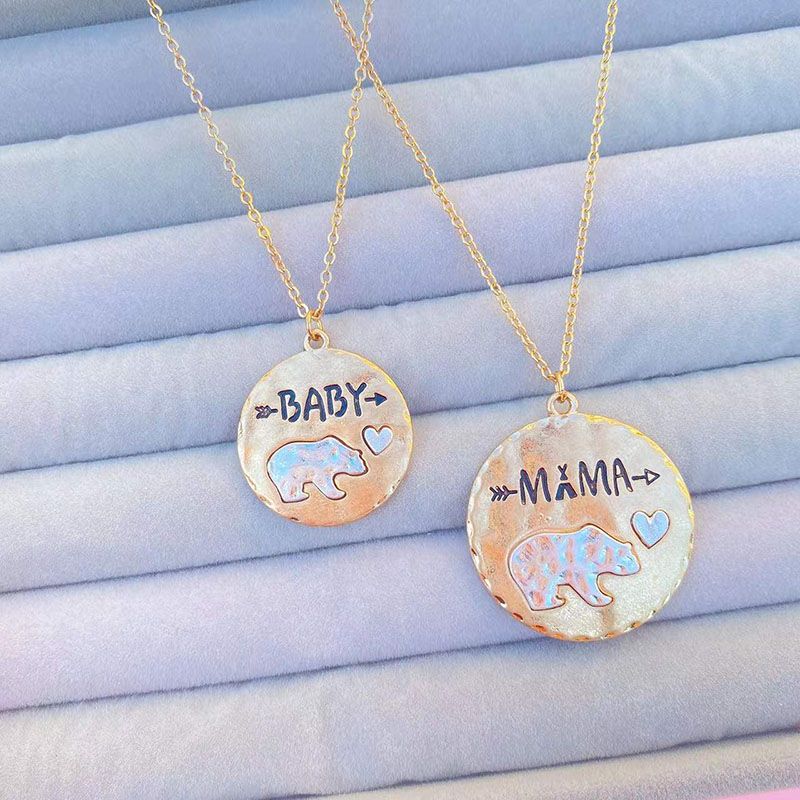 2-pack Polar Bear Graphic Pendant Necklace for Mom and Me Gold