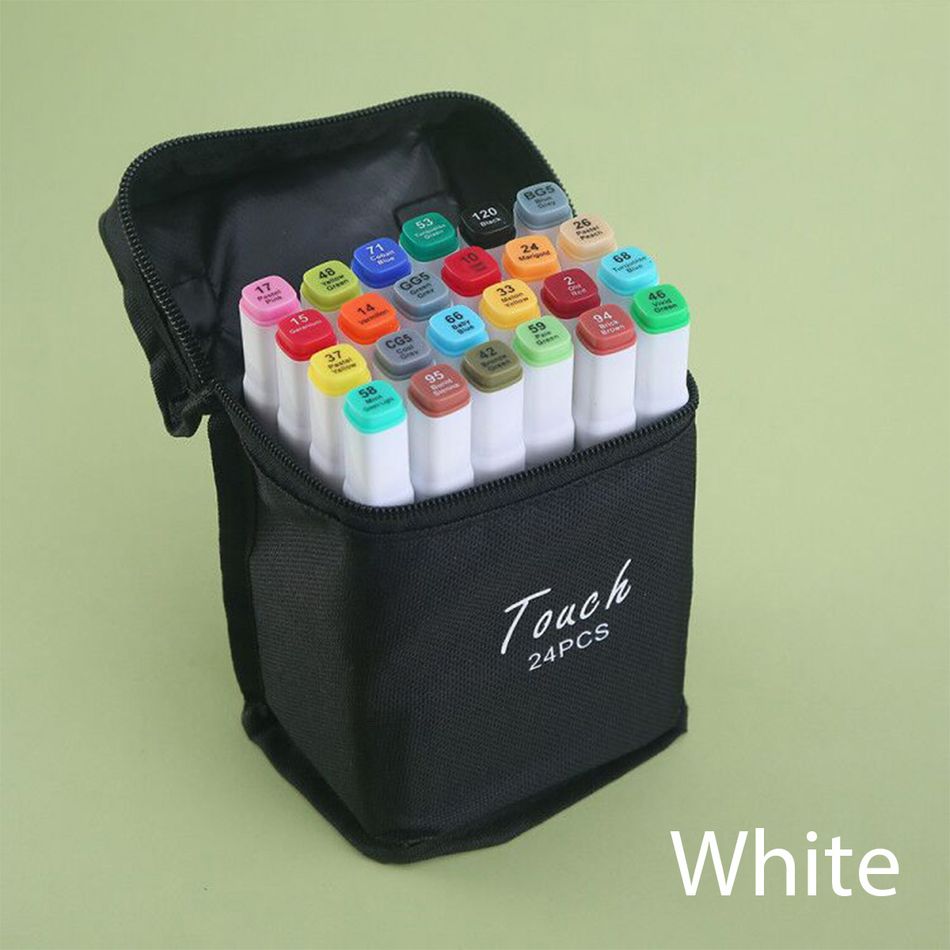 24/30-colors Double Headed Highlighter Pen for Coloring Underlining Highlighting Broad and Fine Tips School Office Stationery White