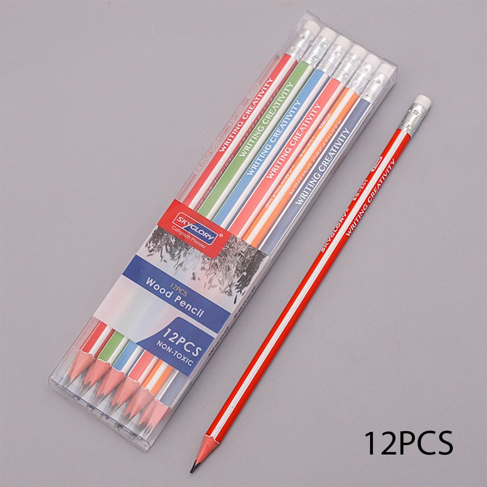 12 pacotes de lápis de madeira escritório escola casa estudantes material de papelaria Vermelho big image 1