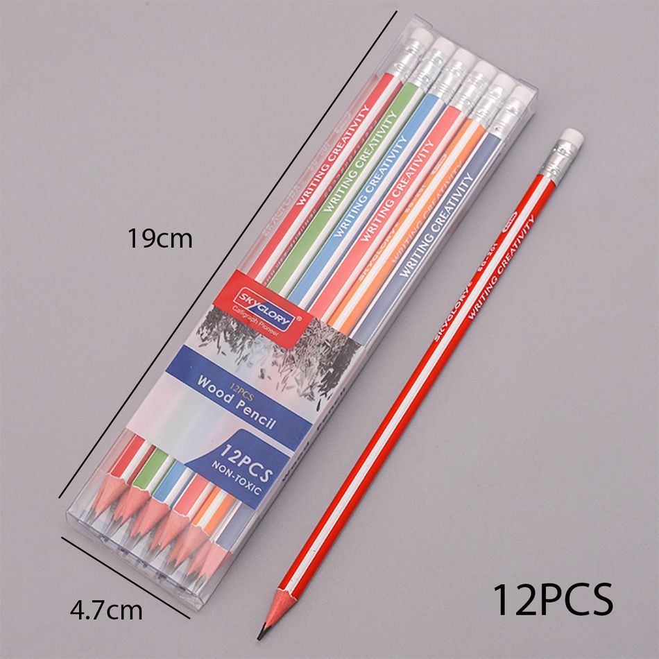 12-pack Wood Pencils Office School Home Students Stationery Supplies Red