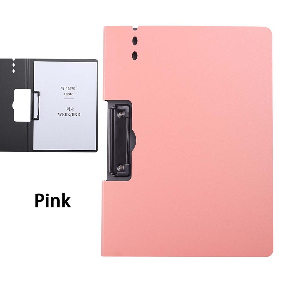 A4 Binder Punchless File Folder Clipboard Writing Pad with Spring Action Clamp Test Paper Storage Organizer Office Stationery Pink big image 1