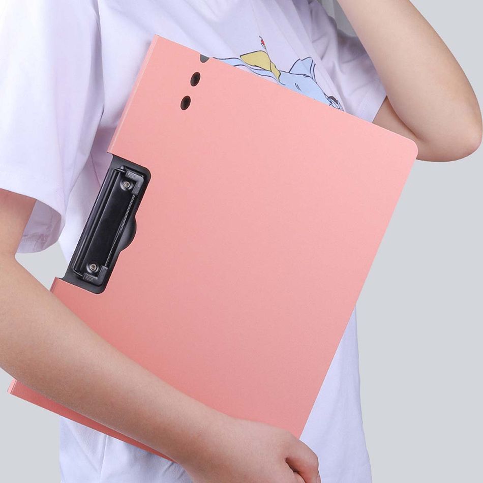 A4 Binder Punchless File Folder Clipboard Writing Pad with Spring Action Clamp Test Paper Storage Organizer Office Stationery Pink big image 2