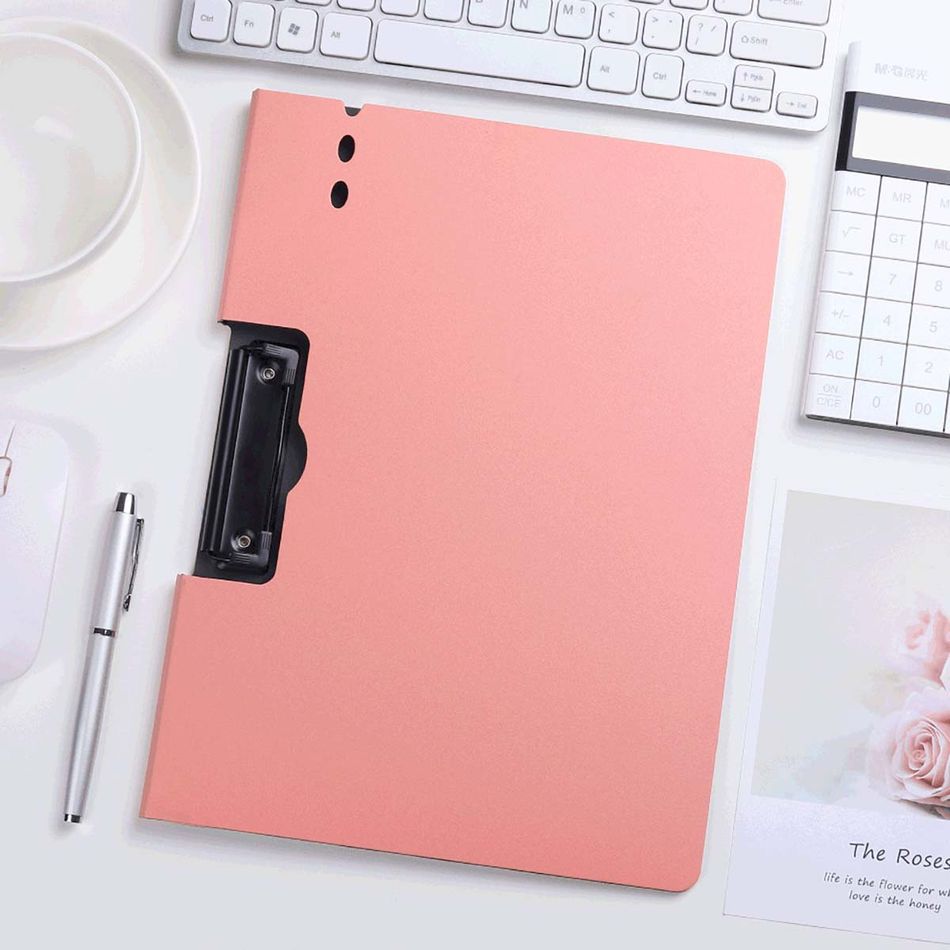 A4 Binder Punchless File Folder Clipboard Writing Pad with Spring Action Clamp Test Paper Storage Organizer Office Stationery Pink big image 3
