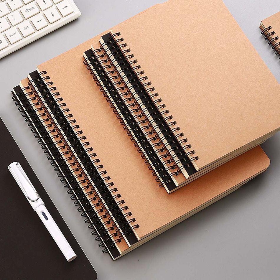 A5 Spiral Notebook with Kraft Cover 60 Sheets Wirebound Journal Notepad Office School Supply Stationery Yellow big image 3
