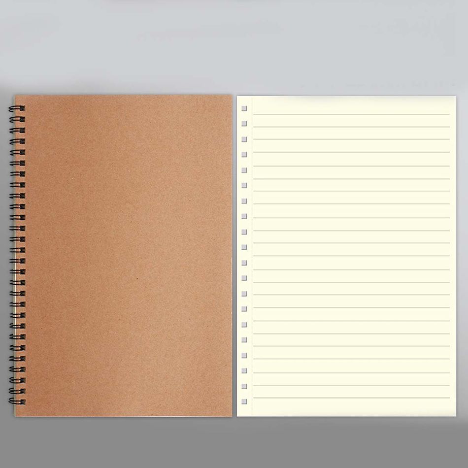 A5 Spiral Notebook with Kraft Cover 60 Sheets Wirebound Journal Notepad Office School Supply Stationery Yellow