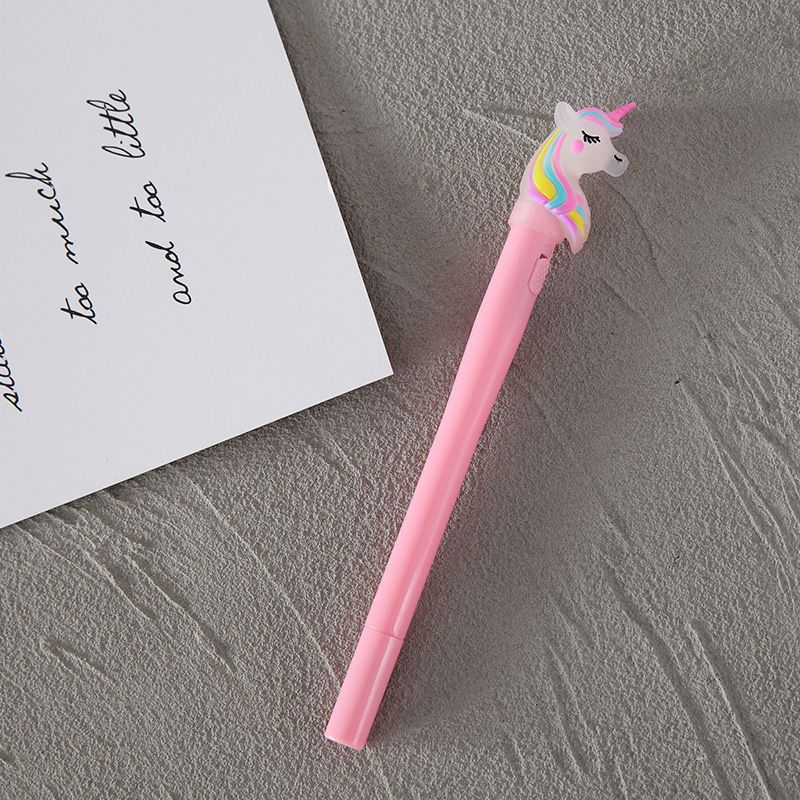 Confezione da 4 pezzi di penna gel unicorno cartone animato creativo penna a inchiostro gel illuminata forniture per ufficio di cancelleria per studenti Bianco big image 10