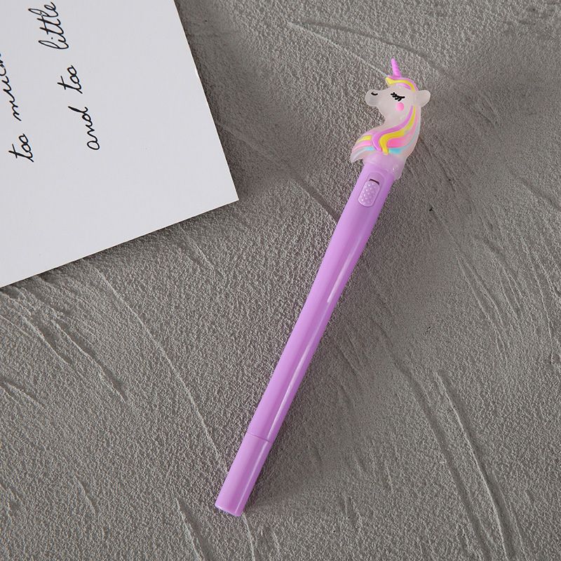 Confezione da 4 pezzi di penna gel unicorno cartone animato creativo penna a inchiostro gel illuminata forniture per ufficio di cancelleria per studenti Bianco big image 11