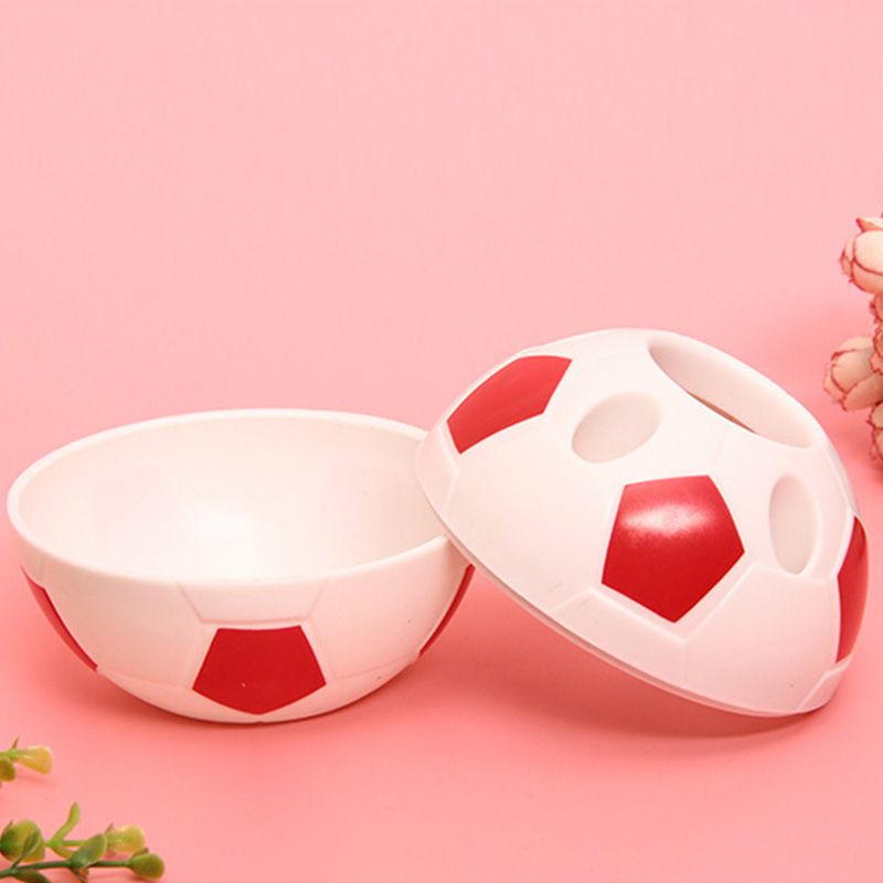Suporte de caneta de futebol criativo suporte de caneta redonda de plástico design poroso recipiente de lápis em forma de futebol suprimentos de papelaria Vermelho big image 4