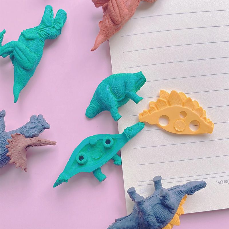 ألعاب ممحاة قلم رصاص على شكل ديناصور كرتوني مكون من 9 عبوات هدايا لجوائز الفصول الدراسية ومكافآت الحفلات متعدد الألوان big image 8